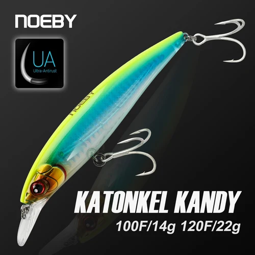 NOEBY Katonkel Kandy Minnow señuelo de pesca 100mm 14g 120mm 22g sub superficie buceo Jerkbait cebo duro lubina Bonito Señuelos de Pesca