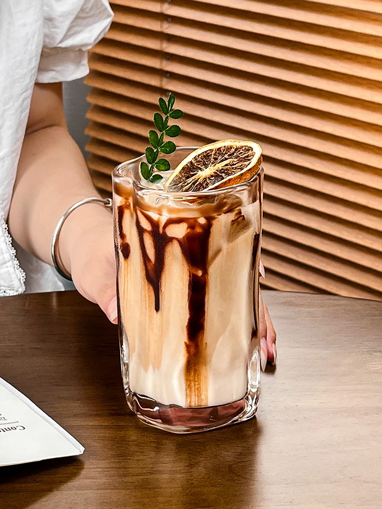 Irregular Twist Coffee Cup American Style Glass  for Home Use Summer Juice  Cold Drink  European Style Pure Color