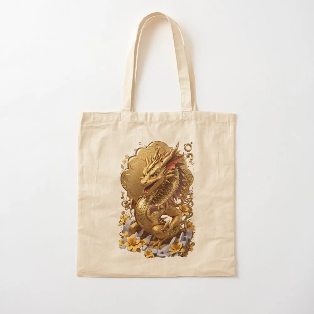 

Gold Japanese Dragon Tote Bag Women's beach bags Canvas bag for women reusable grocery bags great bag Canvas Tote