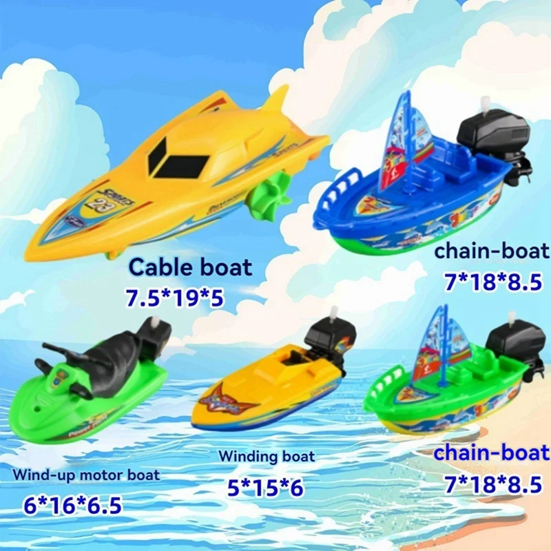 FBIL-Kids Speed Boat Ship Wind Up Toy Bath Toys Shower Toys Float In Water Kids Classic Clockwork Toys For Children Gift