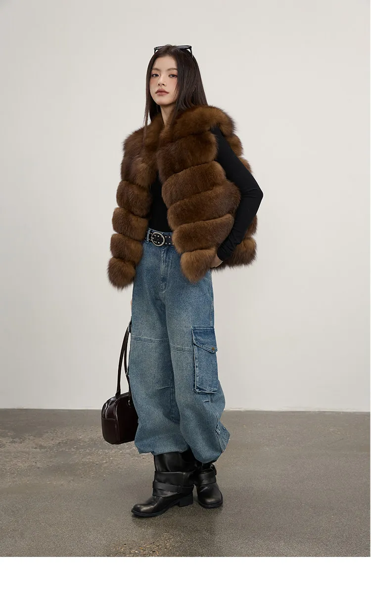 Modische Herbst-Frauen-Fellmäntel aus Kunstfell, Outdoor-Damen-Jacken ohne Ärmel, flauschig, dick, warm, Winter-Oberbekleidung, Damen-Streetwear – Detail 11