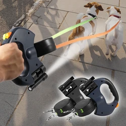 2 IN 1 Retractable Dog Leash 3M Reflective Dog Walking Leash with Light and Garbage Bag Compartment for Small Medium Dogs