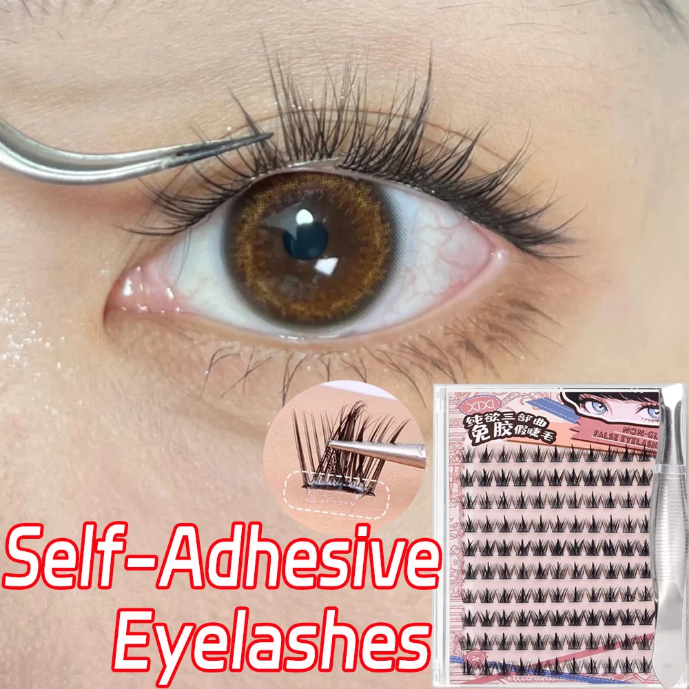 10 Rows Self-Adhesive False Eyelashes Glue-Free Eyelashes DIY Easy To Adhere Firm and Non-Falling Mixed Sizes 7mm 10mm 12mm Lash