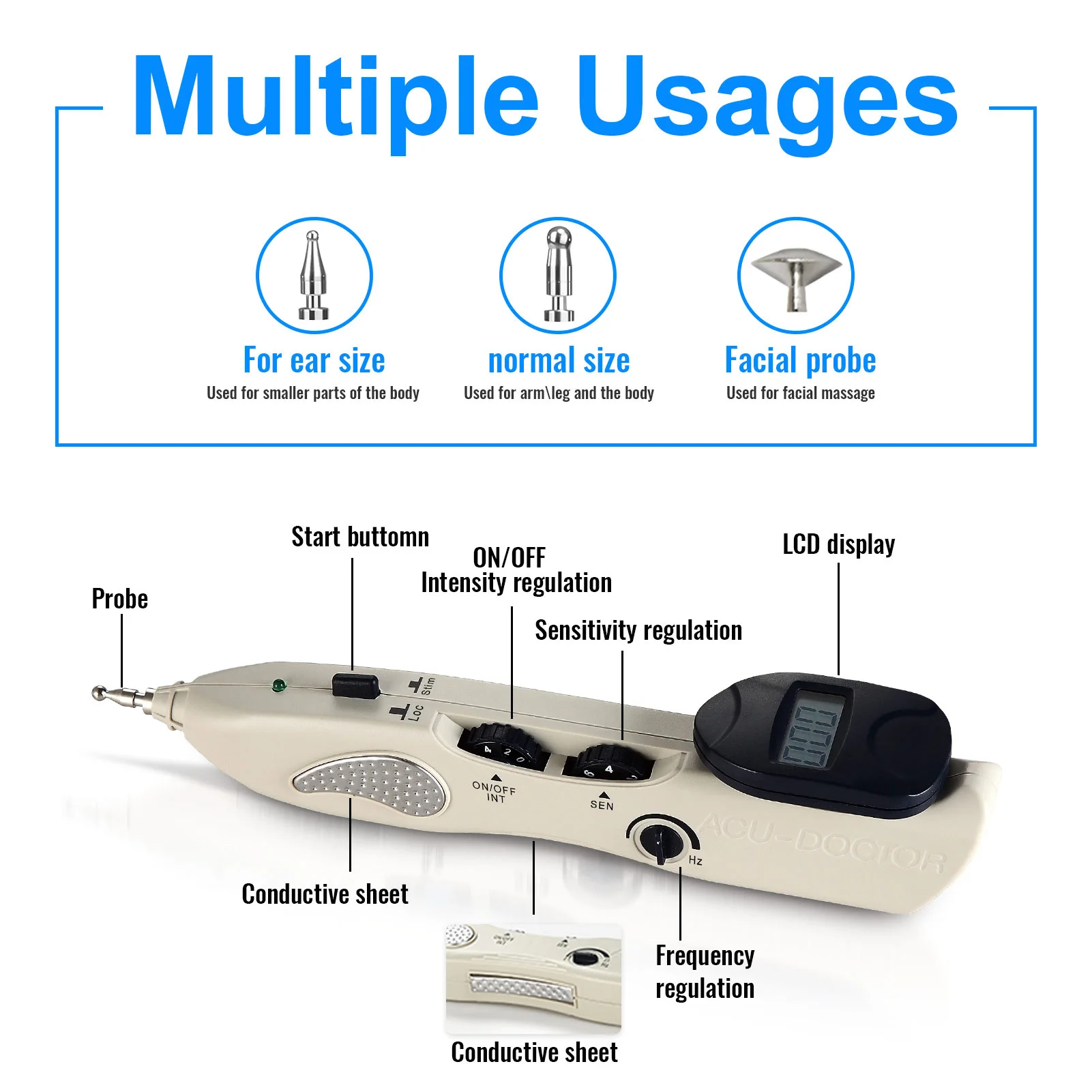 Electroacupuncture device magnetic accupressure therapy pain massage gone pen acupuncture point locator pencil