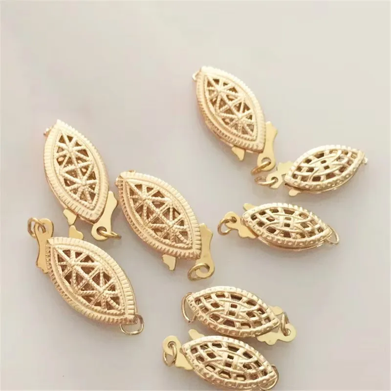 14K Gold Filled Oval Filigree Pearl Clasp Gold Button Jewelry Accessories Supplies for Bracelets Necklace Making Findings - view 2