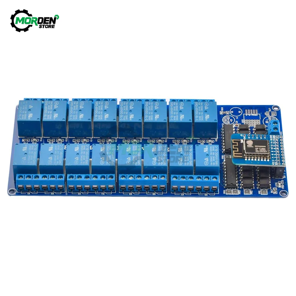 5V 12V 16 Channel Wifi Relay Module Onboard ESP8266WIFI Module Relay Shield Module Power Supply for Electronic Component