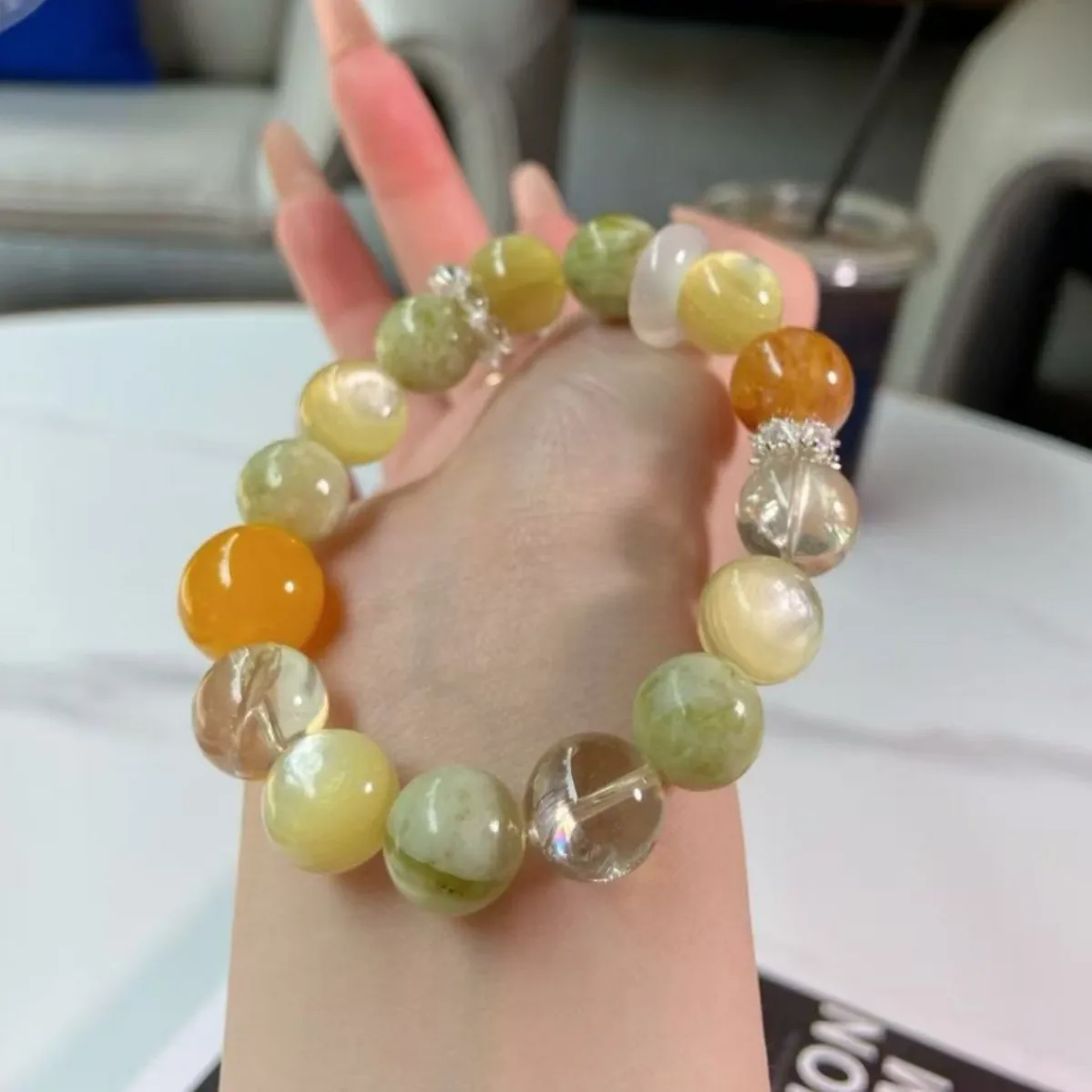 

Natural Crystal Bracelet, Green Raisin Milk Cover, Citrine Female New Chinese Niche Design Bracelet