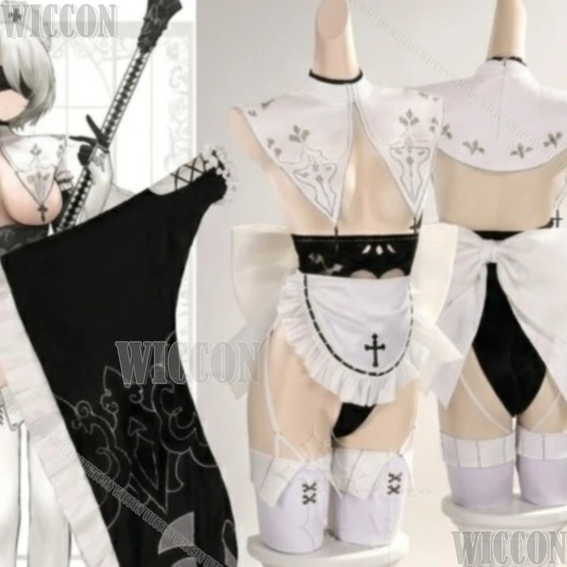 YoRHa No2TypeB Holy Maid Fanart Cosplay Costume Full Set Game Outfit Comic Con Party Suit Cos Halloween Navidad Carnaval Event