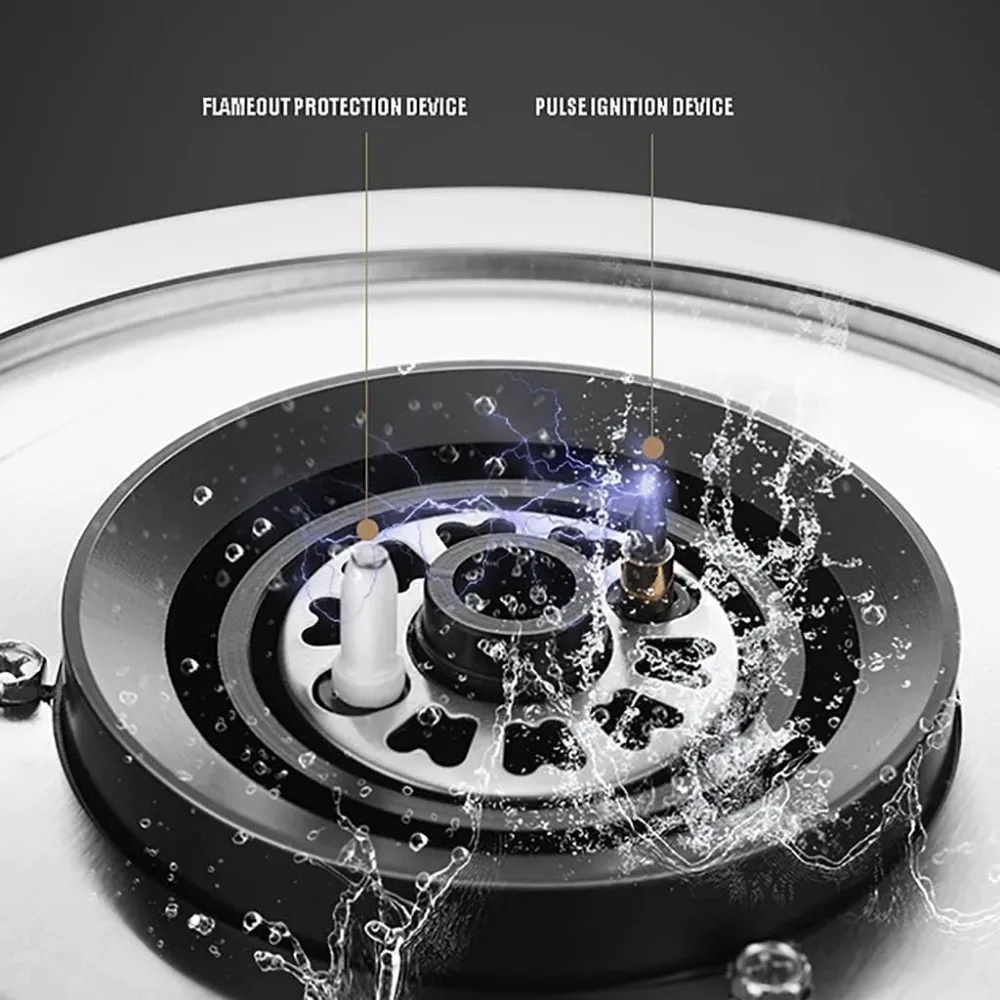 バーナー ガスコンロ ビルトインガスコンロ、黒色防爆ガラスパネル、亜鉛合金ノブ、鋳鉄コンロ(LPG)