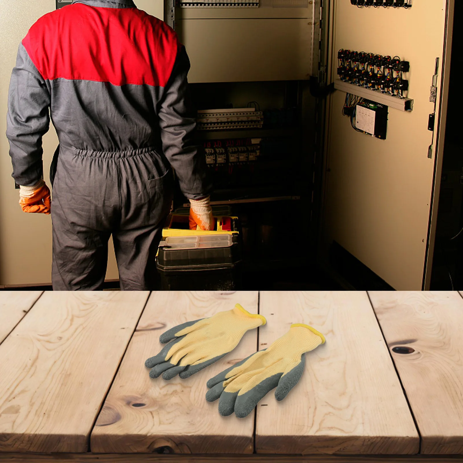 Tejido de poliéster de 10 agujas para trabajo eléctrico, guantes eléctricos de goma, mayor fricción, resistencia al desgaste súper elástica