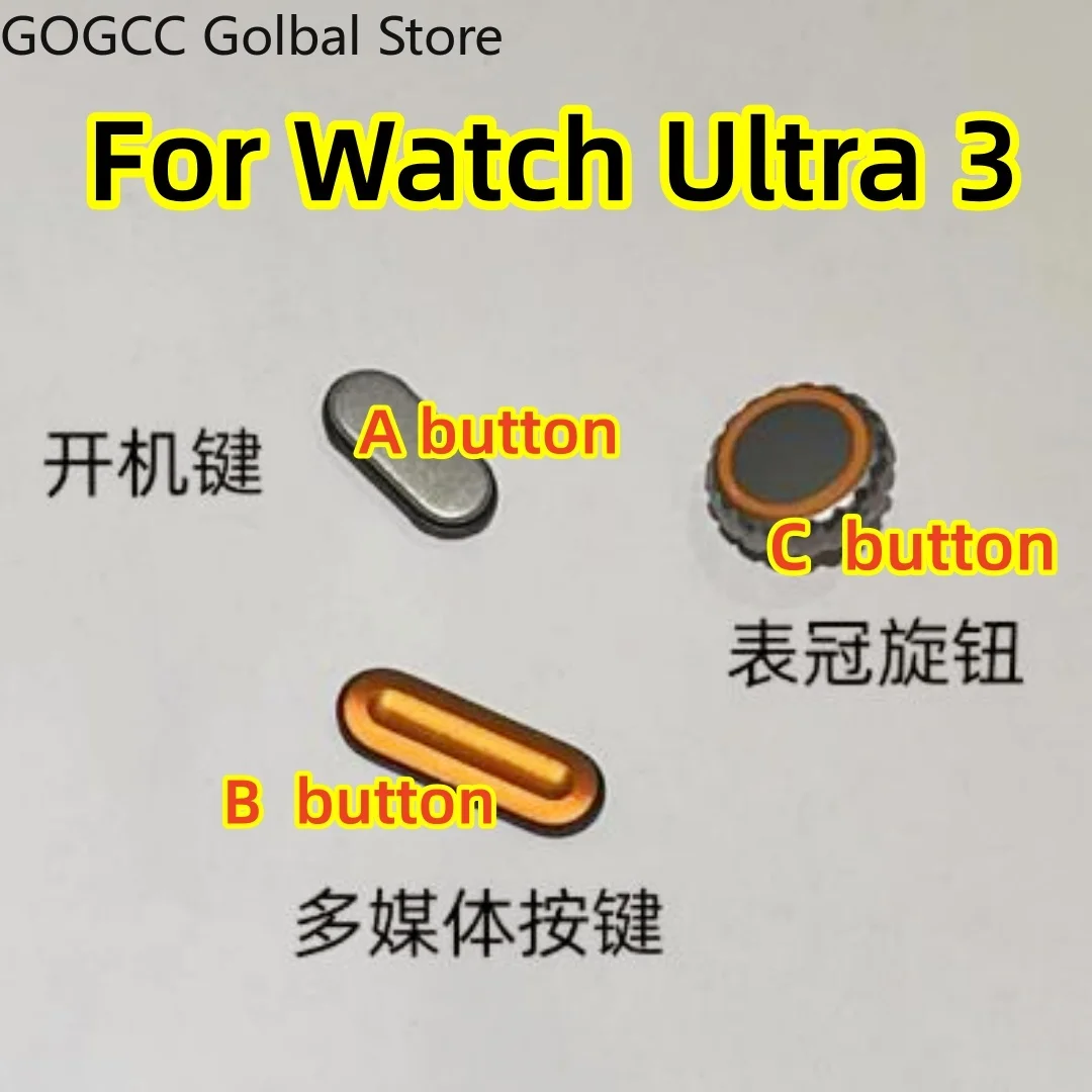 For Apple Watch Ultra 3 49MM U3 Power ON OFF Button Side Roller Frame Digital Crown Key Repair Parts