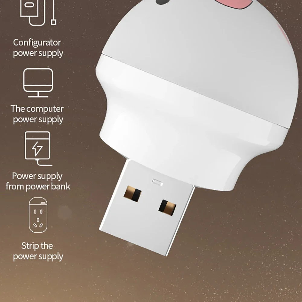 1/5Pcs Mini USB Plug Lamps Cartoon Eye Protection Reading Book Light Computer Mobile Power Charging USB Small Round LED Light