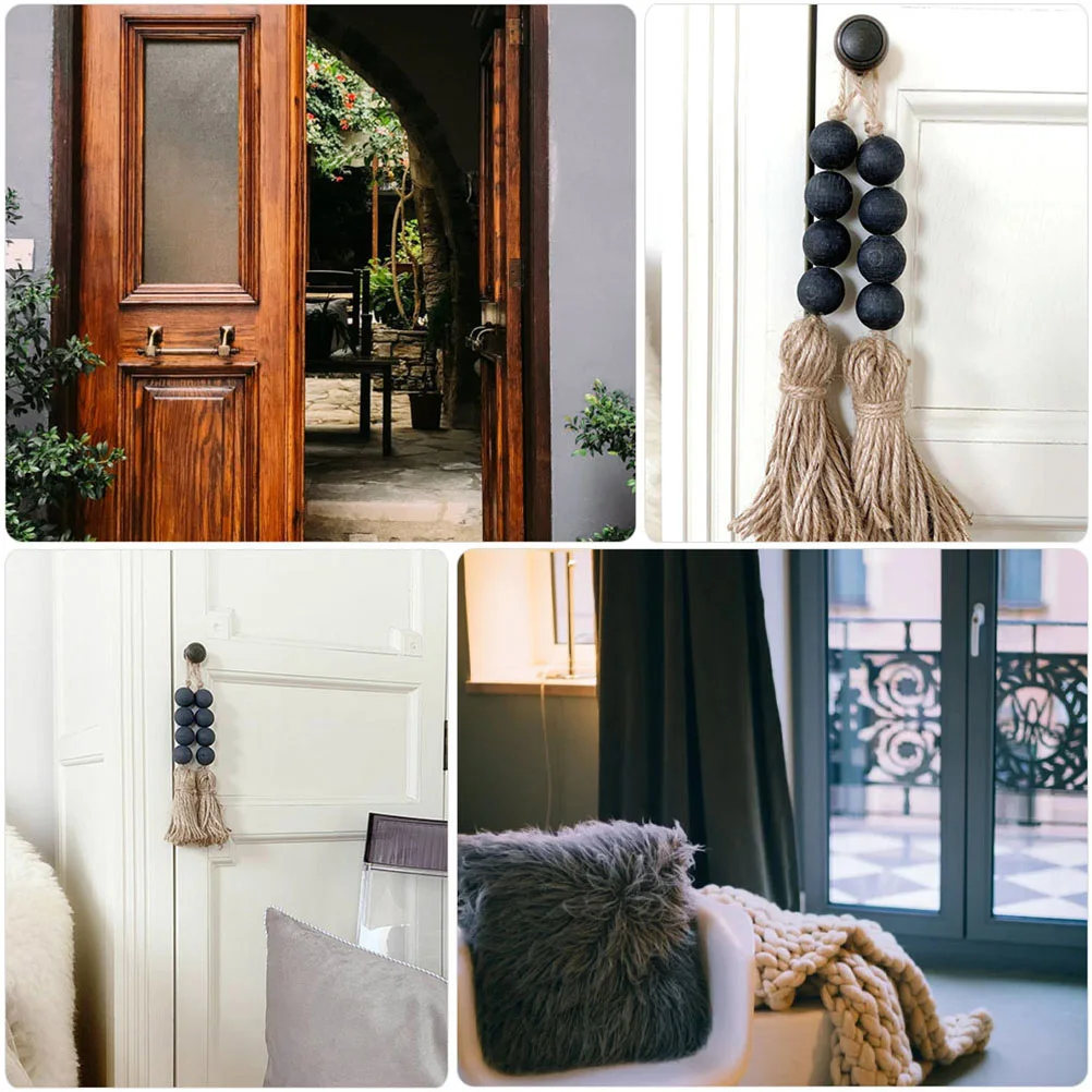 4 szt. Ozdobne zawieszki na klamki, kreatywne frędzle, drewniane koraliki, rustykalny styl, do domu, biura, sklepu, zawieszka ścienna