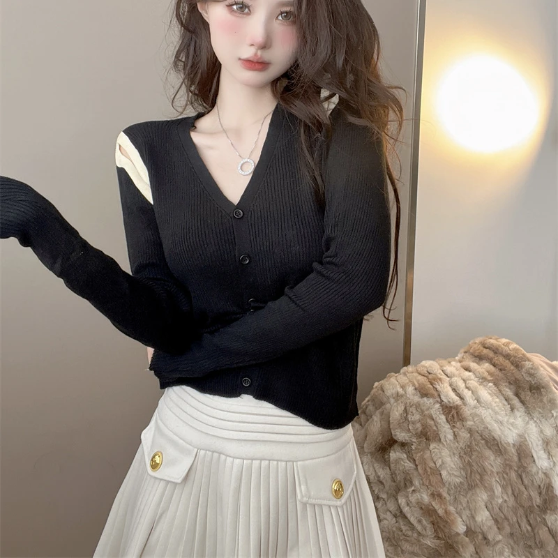 

dropshipping Fall 2022 women new Hot selling crop top sweater cardigan women fashion netred casual knitted ladies tops BVy2007