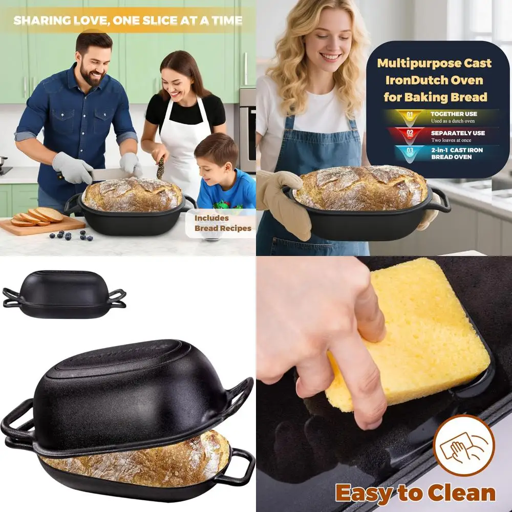 

12 x 8 Pre-Seasoned Cast Iron Dutch Oven for Bread and Sourdough Baking