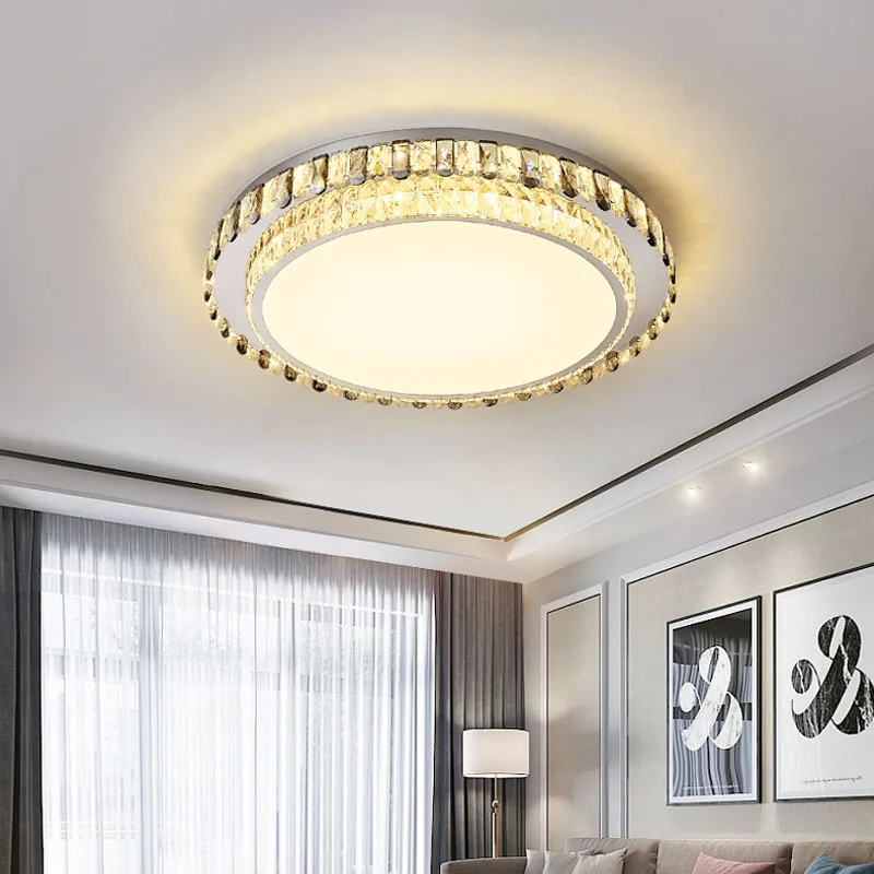 Modern Crystal Ceiling Lamp Luxury Home Appliances Interior Decoration Bedroom Living Room Ring Light Acrylic Lampshade Led Lamp