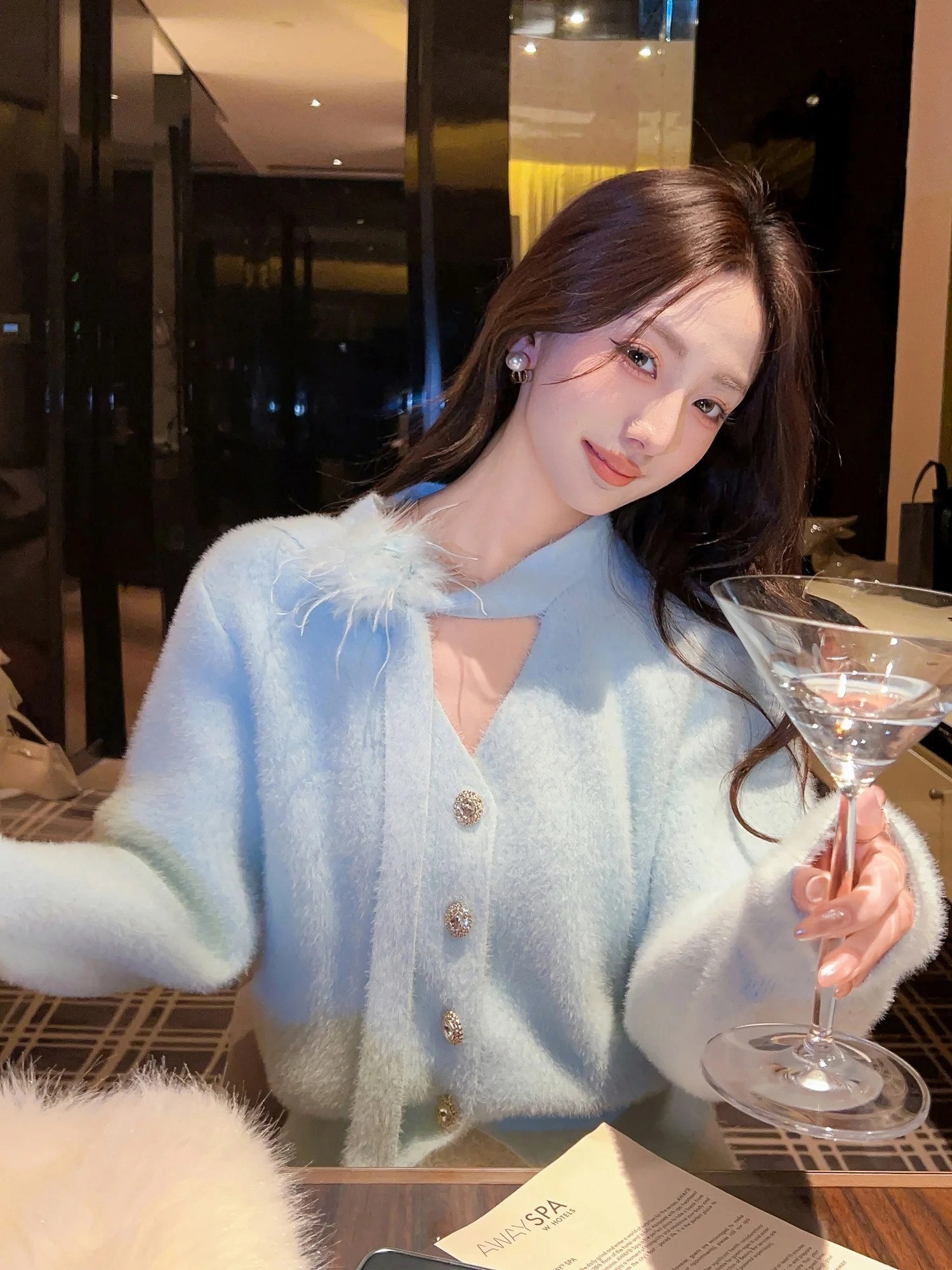 

Женский вязаный свитер Xin Zhang Velvet Snow Cr, осенне-зимняя новинка, топ в стиле фей, французский стиль