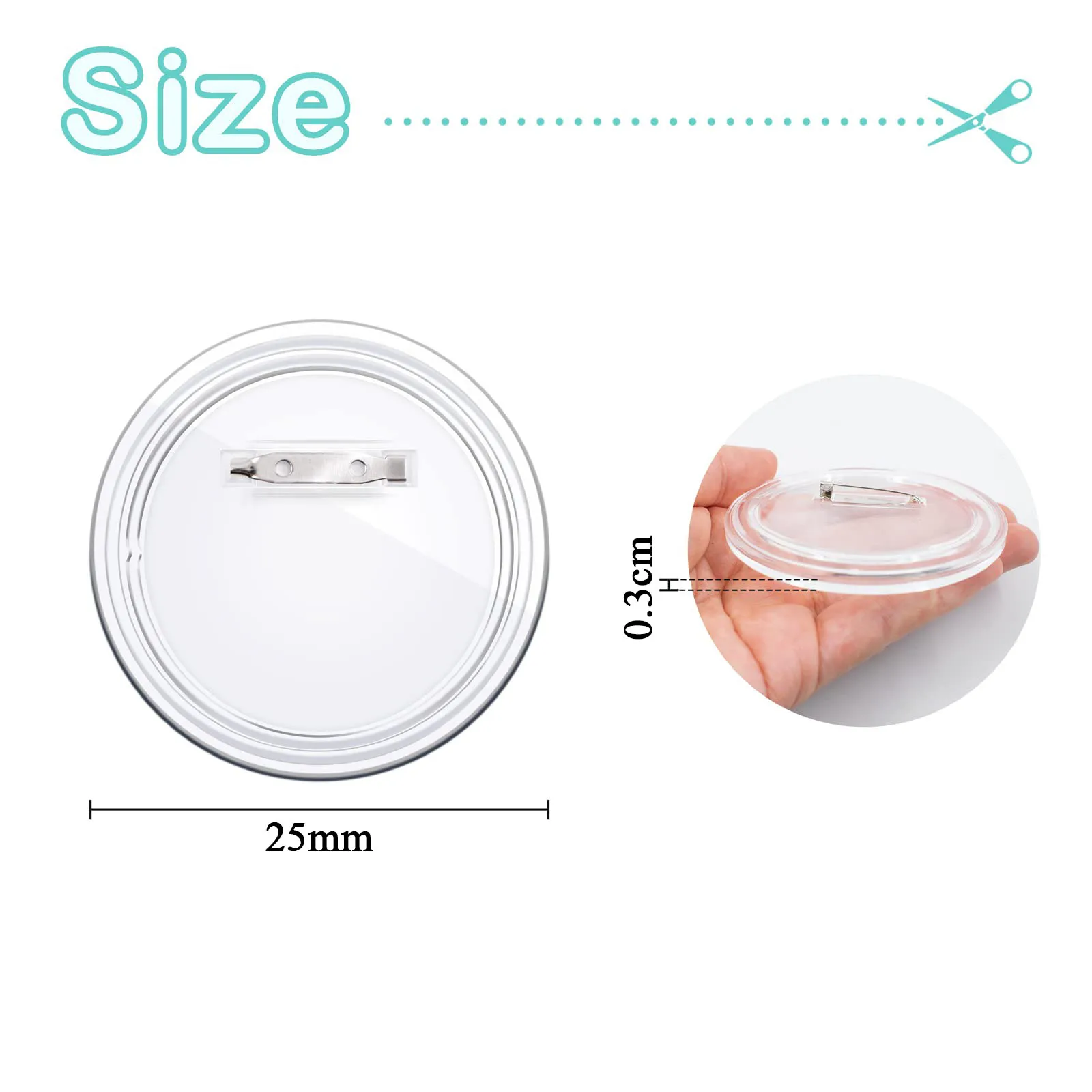 10pcs Acrylic Blank Badge Pin Clear Button Badges Set Acrylic Design DIY Badge Button for Office School Craft Supplies