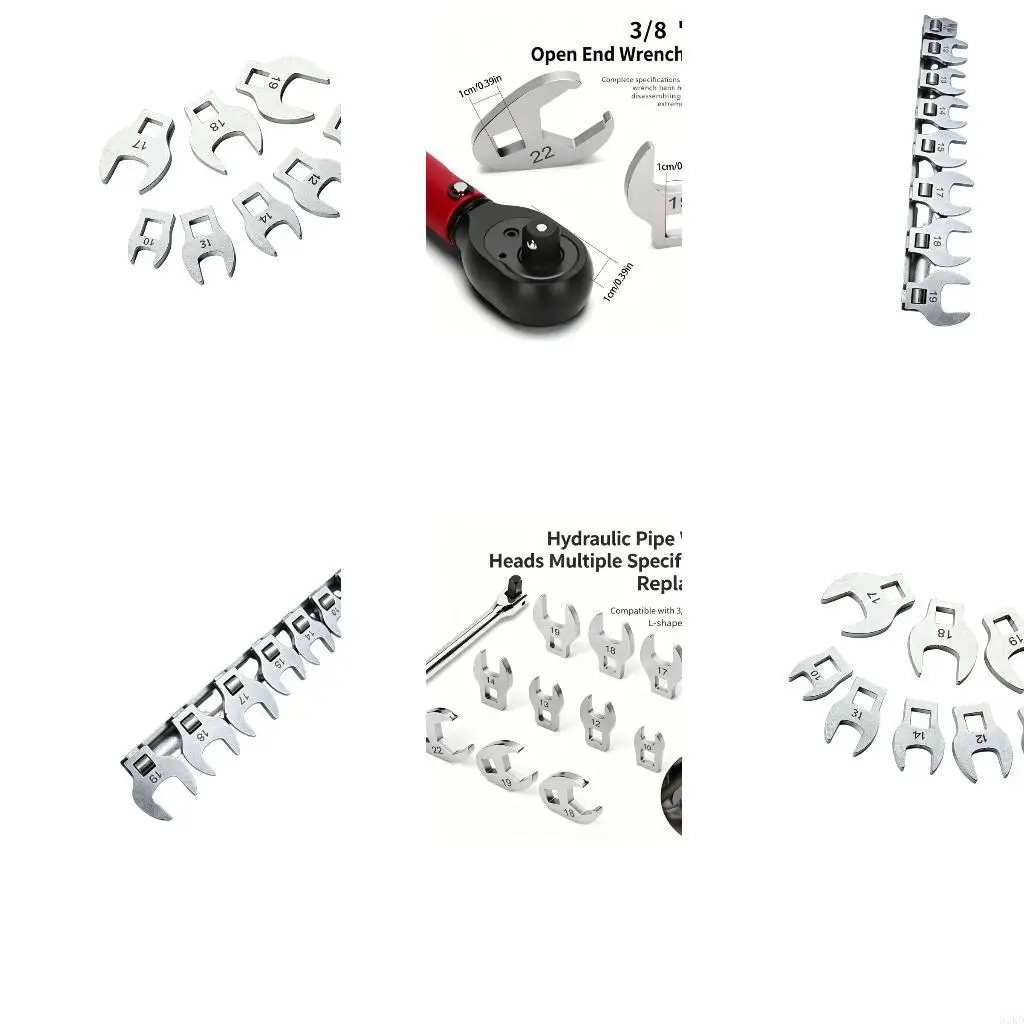62KD 8Pcs Crowfoot Metal Fastener Heads for 3/8 Drive Access Service Use