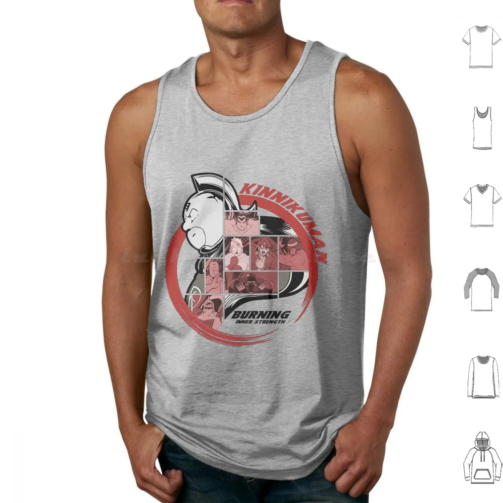 Kinnikuman-Burning Inner Strength Tank Tops Vest Sleeveless Kinnikuman Anime Sleeve Chojin Brocken Ramenman Terryman Saiko