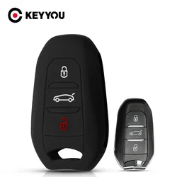 KEYYOU 3 Button Silicone Car Key Case For Peugeot C6 508 C5 C3 508 2008 3008 C4 Aircross Picasso Grand Remote Fob Cover