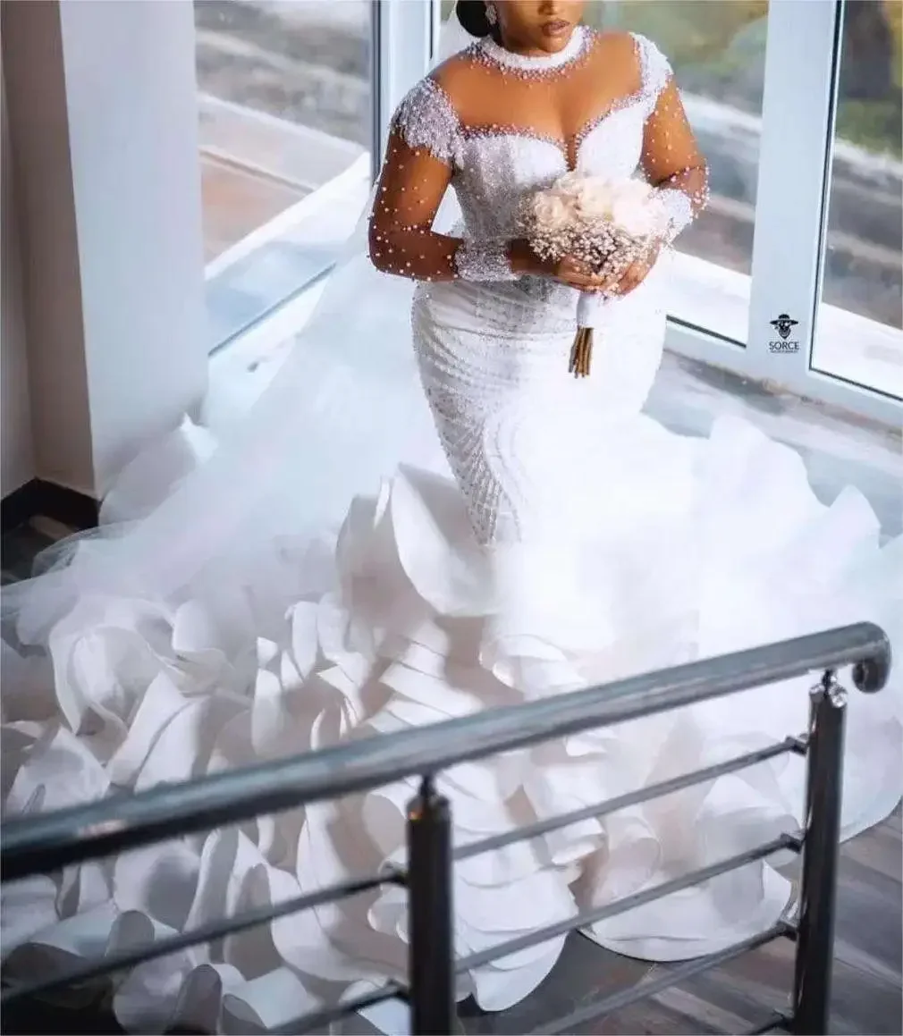 

Customized High Quality Mermaid Wedding Dress Luxurious Custom Made Bridal Gown African Plus Szie Bridal Dress Wedding Gown For