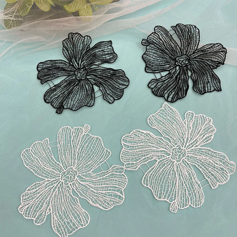 Flower Lace Patches Applique For Bridal Wedding Dress White Mesh Flowers Patch DIY Handmade Clothing Repair Sewing Accessories