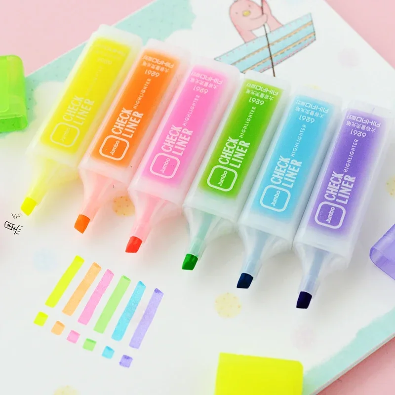 10 Pcs/Pack Highlighter Cute Kawaii Markers Fluorescent Pen Water Color Pen For Painting School Supplies Japanese Stationery