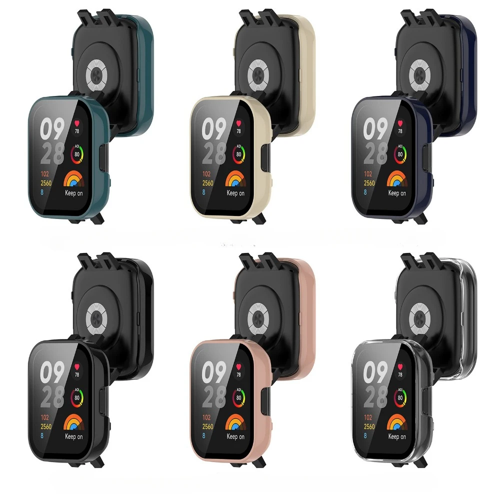 Funda de PC + vidrio templado para Redmi watch 3, Protector de pantalla de cubierta completa, parachoques de limpieza de algodón para Redmi watch 3