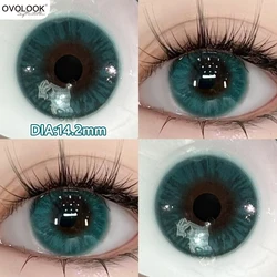 OVOLOOK-2pcs Myopia Cosplay Series Colored Contact Lenses for Eyes Cosmetics Pupils Eye Color Lens With Prescription Green Lens