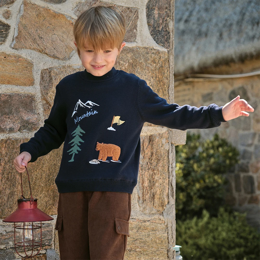 Sweter dziecięcy Dave Bella na jesień i zimę dla chłopców, aksamitny sweter z dzianiny z motywem kreskówkowym, odzież wierzchnia dla dzieci, DK4254205