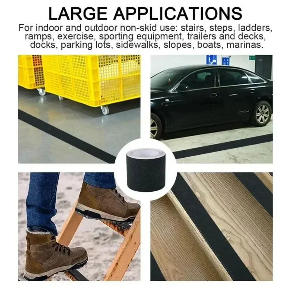 Anti-Slip Safety Tape, PEVA Material with Gravel Pattern, Waterproof Rubber Adhesive for Indoor/Outdoor Use on Plastic Surfaces