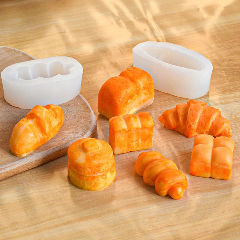 Muffin Bread Kneading And Silicone Mold Flipping Sugar Cake Decoration Diy Toast Croissant Bread Fragrance Candle Mold