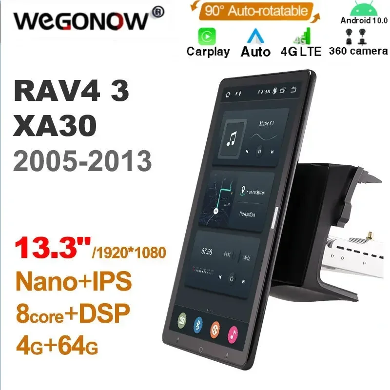 

Auto Rotatable 1920*1080 13.3'' Ownice Android10.0 Car Multimedia for Toyota RAV4 3 XA30 2005 2013 Car Auto Radio 1din Audio
