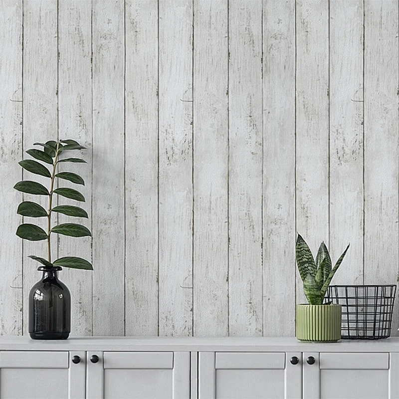 Classic ivory white yellow wood grain paper self-adhesive detachable veneer wallpaper for living room DIY decoration stickers