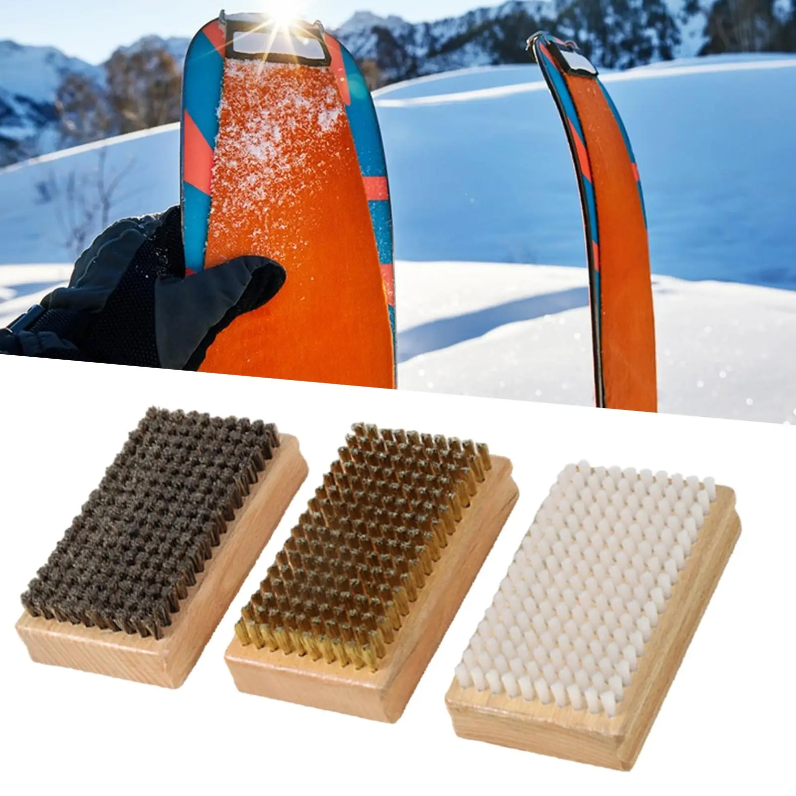 

3Pcs Snowboard Wax Brush Ski Brush Ski Wax Remover Care Tool Maintenance Cleaning Tool Horsehair Brush Skiing Board Brush Kit