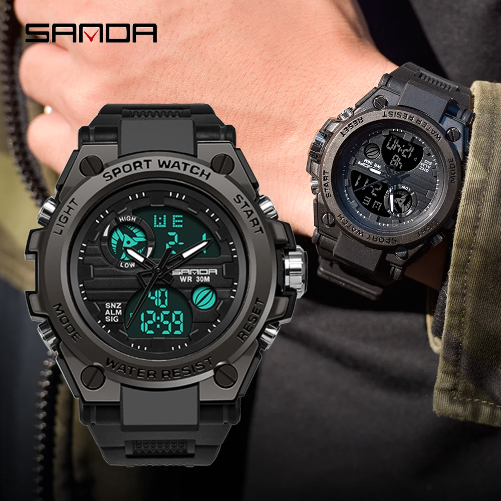 SANDA G Style Men Digital Watch Date Military Sports Watches Waterproof Electronic Wristwatch Mens Clock Orologio da uomo 739