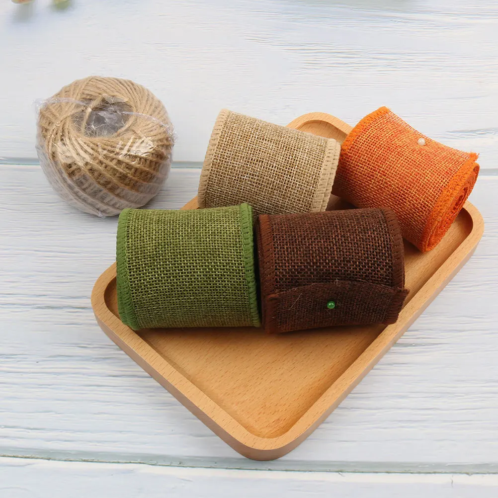 

1Set Hemp Fabric Ribbons Plain Color Durable Wedding Festival Gift Wrapping Ribbon Flower Packing DIY Craft Wedding Ribbons