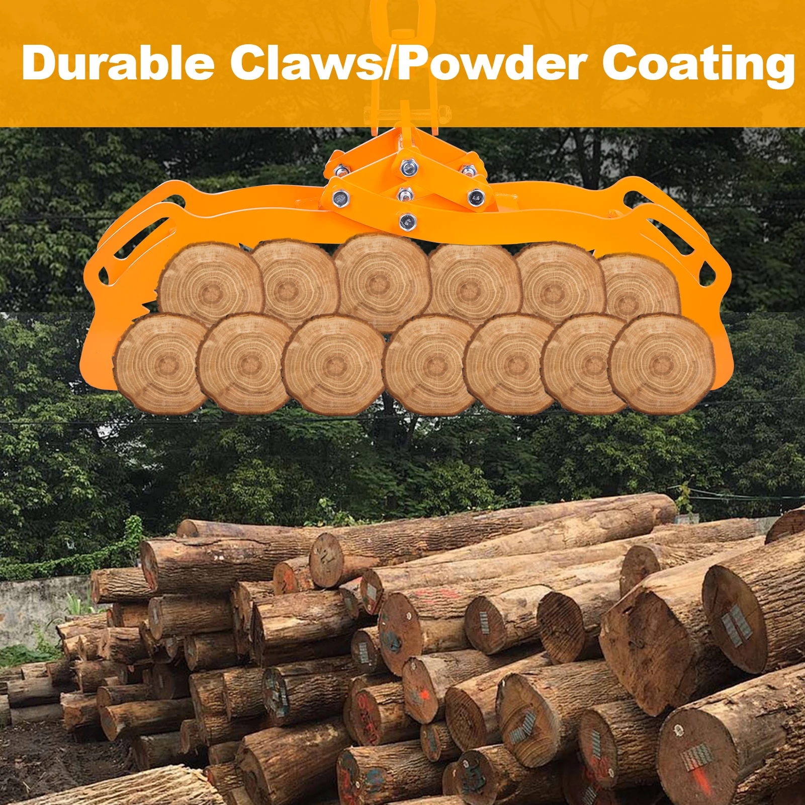 25-Zoll-Holzzange mit 4 Krallen, Hochleistungs-Holzhebezange, Holzgreifer aus Stahl mit rutschfestem gezahntem Griff, Holzgreifwerkzeug für Traktoren, ATVs, LKWs, Gabelstapler, Forstwirtschaft, Brennholz- und Holzhandhabung. – Detail 3
