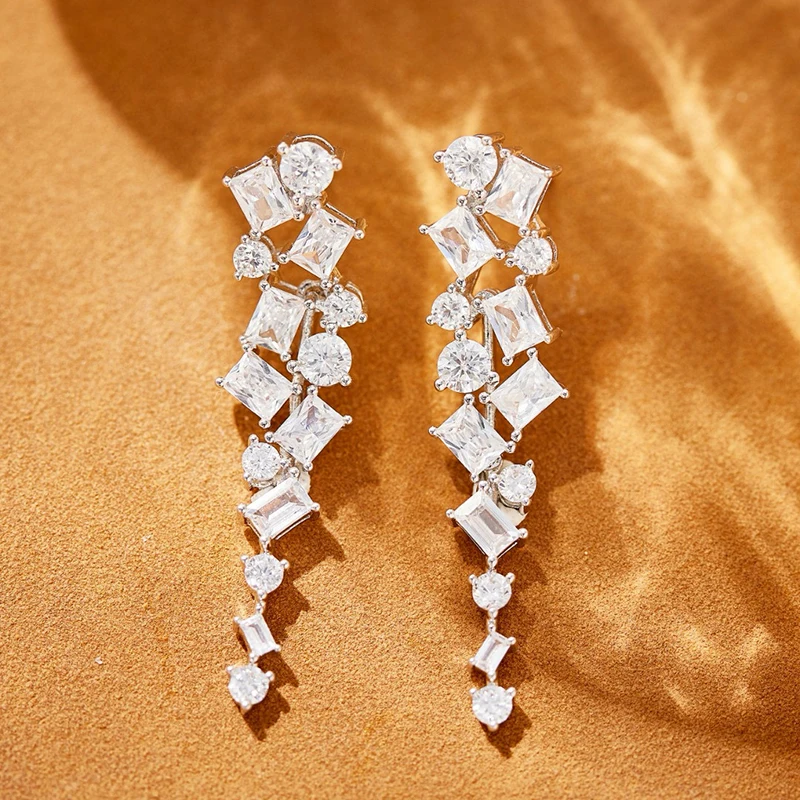 

Luxury Designer Pure 925 Sterling Silver Jewelry For Women Flower Tassel Stud Earrings Water Drop Classic Bohemia Design Fine
