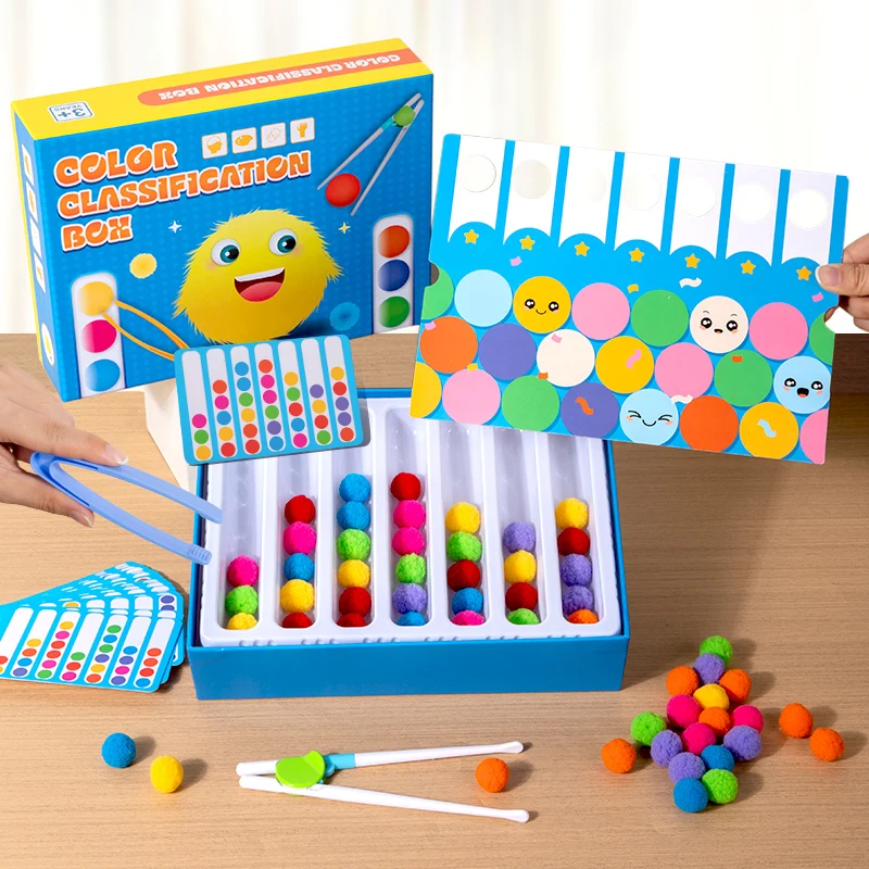 Children's early education toys with hair balls, color recognition, math enlightenment, and hand-eye coordination training