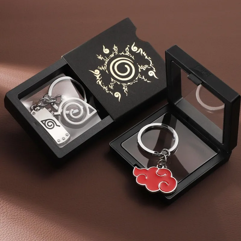 Llavero de Naruto, anillo de cadena, anime, nube roja, organización xiao, sentada, ninja, konoha, protector de frente, símbolo, colgante, regalo de vacaciones