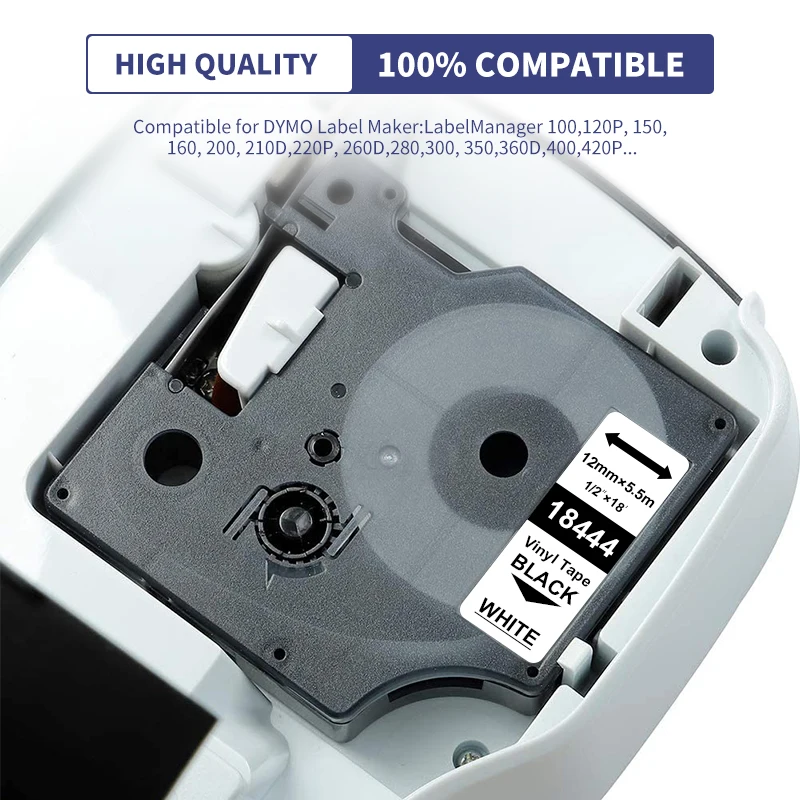 1Pcs 18444 18431 18443 Fit Dymo Rhino Label Tape Vinyl Industrial Tape 18432 18445 18433 for Dymo Label Maker 5200 4200 6000