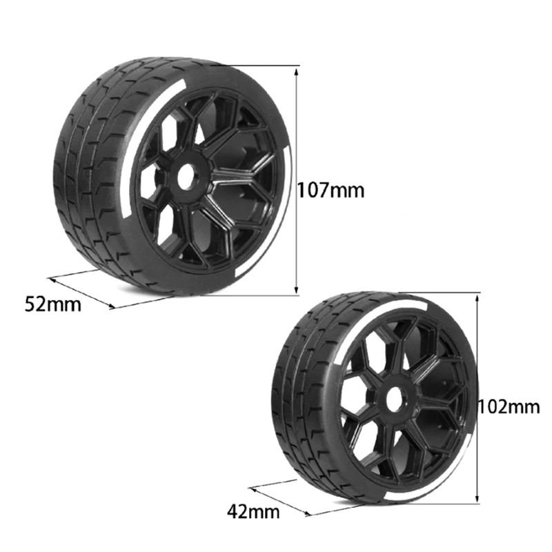 Roda Hex Pneu para Carro RC, 17mm Pneu, Arrma 1/7 Felony FSR Modelo GT FS, Peças de Atualização, Acessórios, 54, 107, 41, 102, 4Pcs