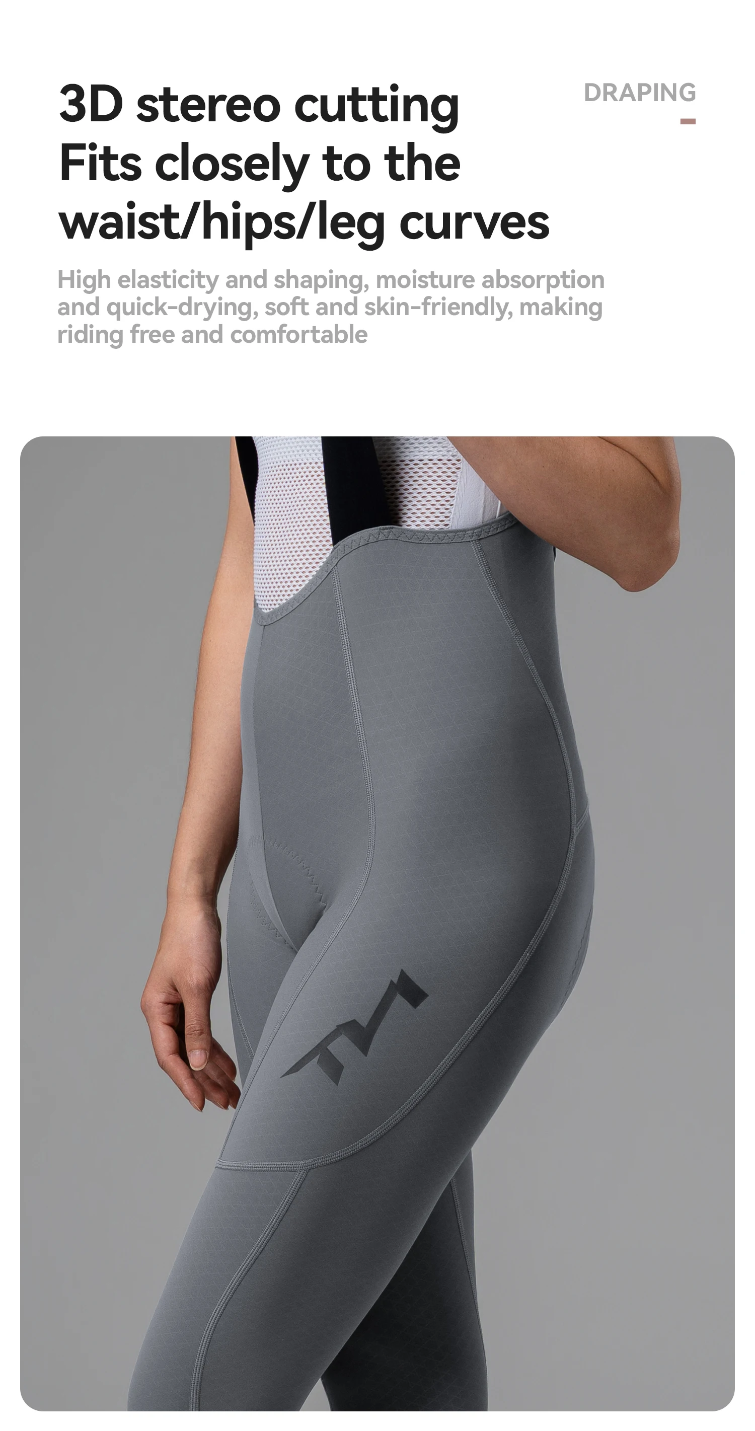 ROCKBROS TVI Damen Fleece-Radtrikot-Latzhose, lange Thermo-Winddichte Radhose, elastische Radtrikot-Latzhose mit Taschen – Detail 8
