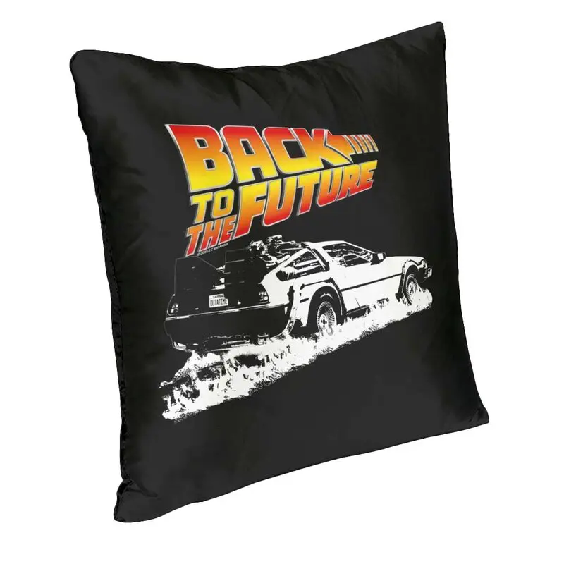 العودة إلى المستقبل غطاء الوسادة 45x45 سنتيمتر ديكور المنزل ثلاثية الأبعاد الطباعة DeLorean النار المسارات رمي كيس وسادة للسيارة على الوجهين