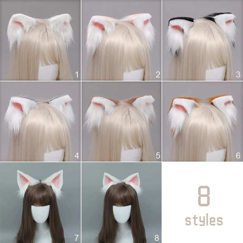 Furry Cat Fox Ears Head Band  Hairband Headwear For Women Girls Lolita Cat Ear Hair Clip JK Cosplay Costume Accessories