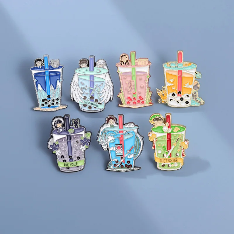 amine milk bottle Enamel Pin Funny Brooch Cartoons Badge for Bags Jeans Hoodies Denim Lapel Pin Jewelry Kids Best Gift