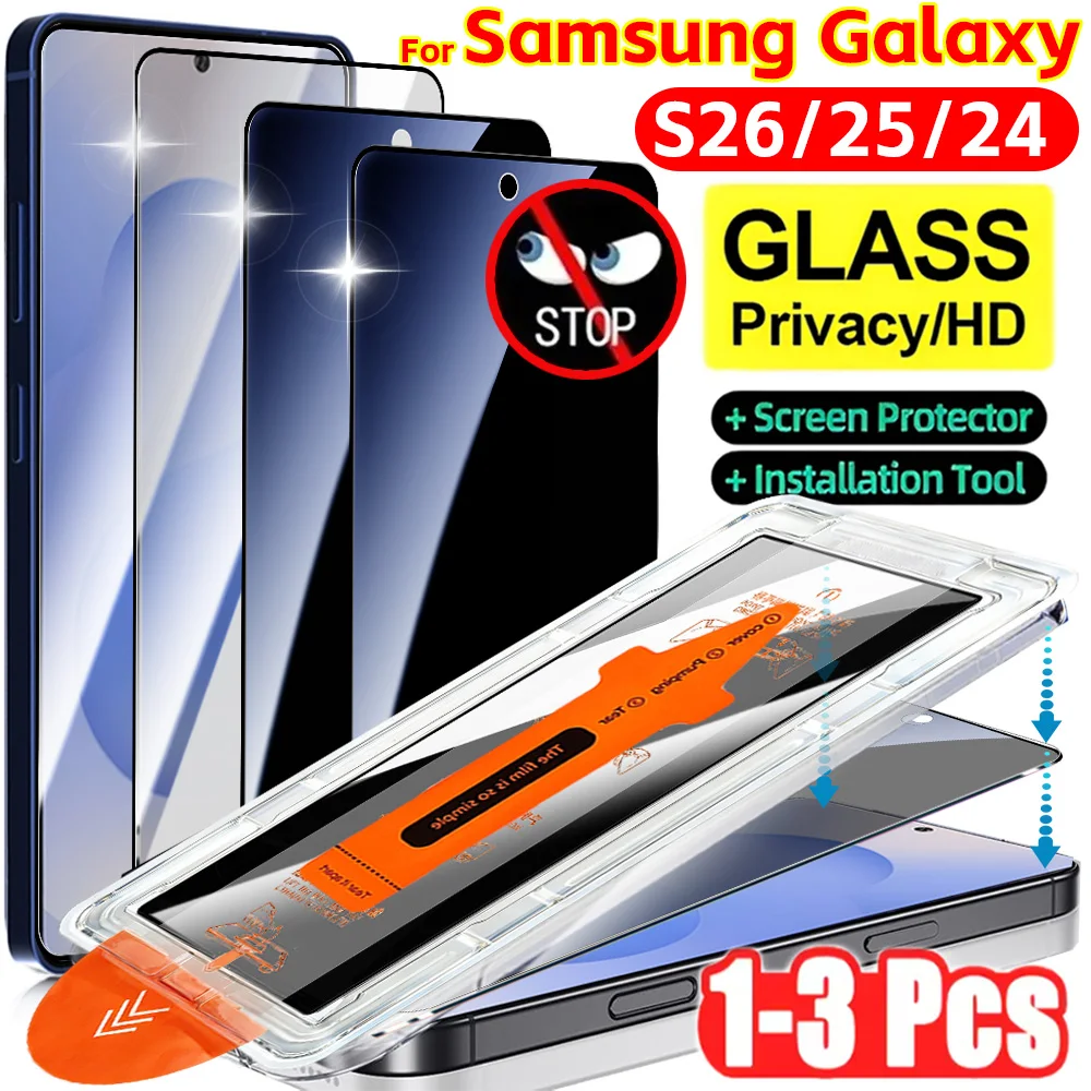 

Dust Free Easy Installation Tempered Glass for Samsung Galaxy S26 S25 S24 Plus Ultra Privacy Anti-Spy/ HD Clear Screen Protector