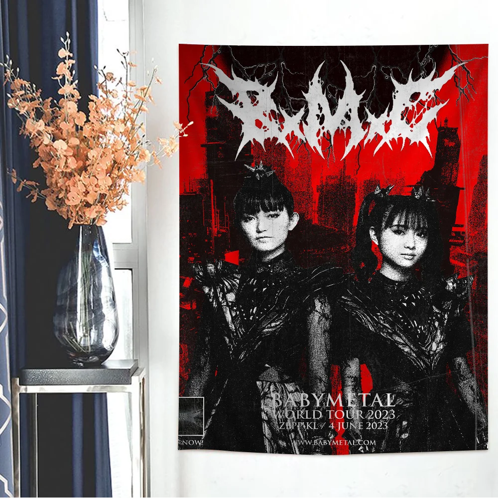 Babymetal Anime Tapestry Hippie Flower Wall Carpets Dorm Decor Wall Hanging Home Decor